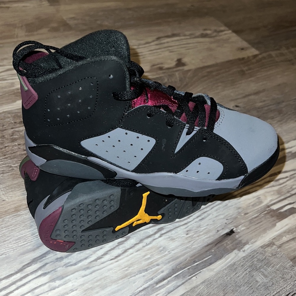 Gray, Burgundy, & Black Jordan 6s Youth size 2.5